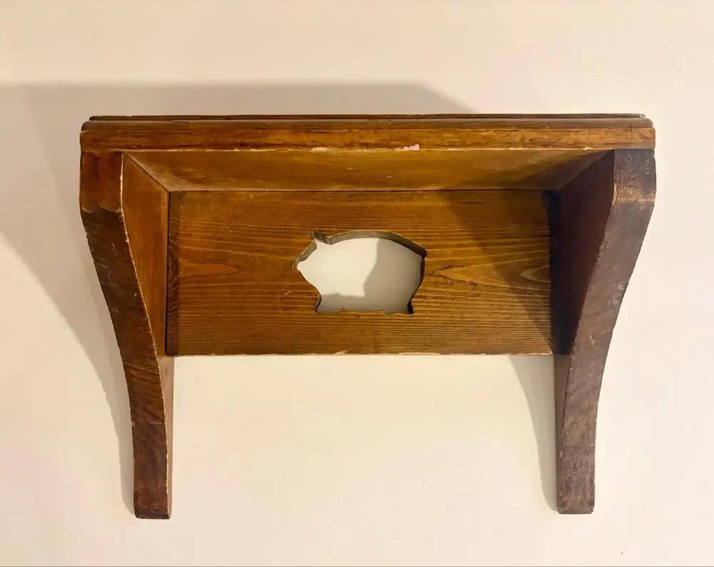 Vintage Wooden Pig Cut Out Shelf